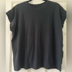A New Day Black Extended Shoulder Tee